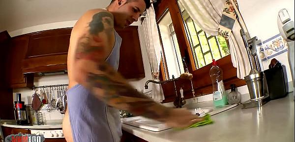  French pornstar Amel Annoga fucking in the kitchen with Kevin White